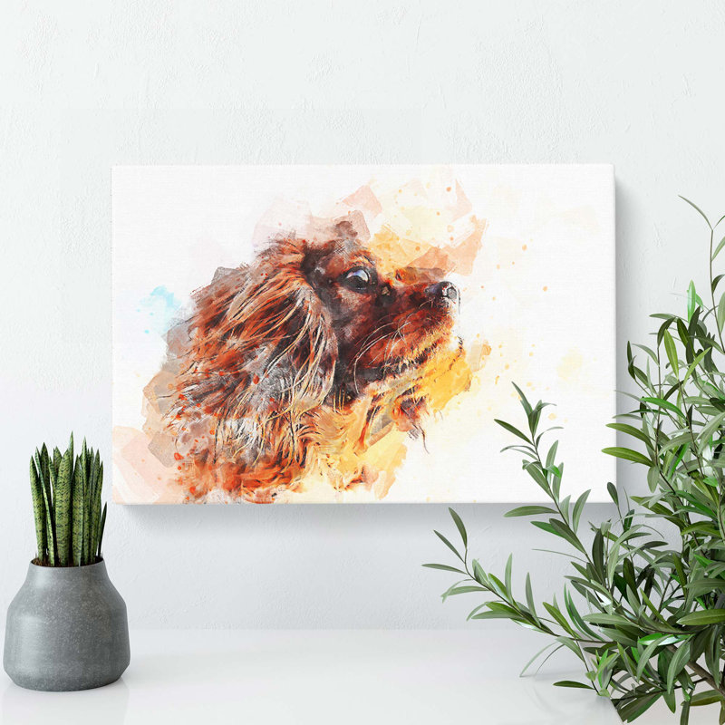 King Charles Spaniel In Abstract - Wrapped Canvas, 40cm H x 60cm W x 3cm D
