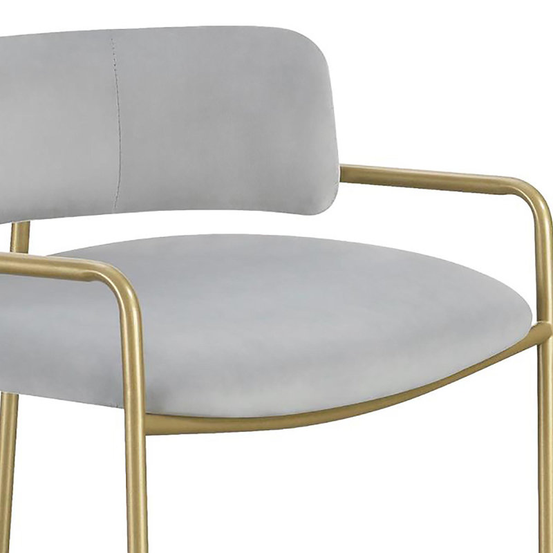 Grey And Gold Low Back Upholstered Stool