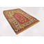 Tapis de zone en laine rouge/jaune 3 pi 5 po x 5 pi one-of-kind à la main noué la Diana