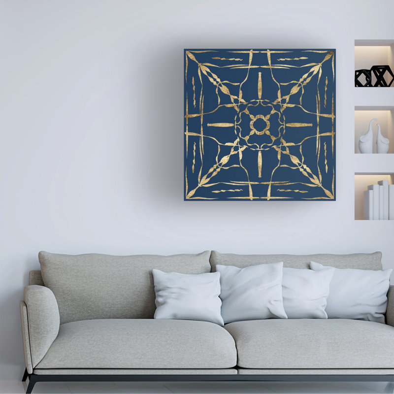 «Motif On Blue IV» sur toile, H 18 po x l 18 po