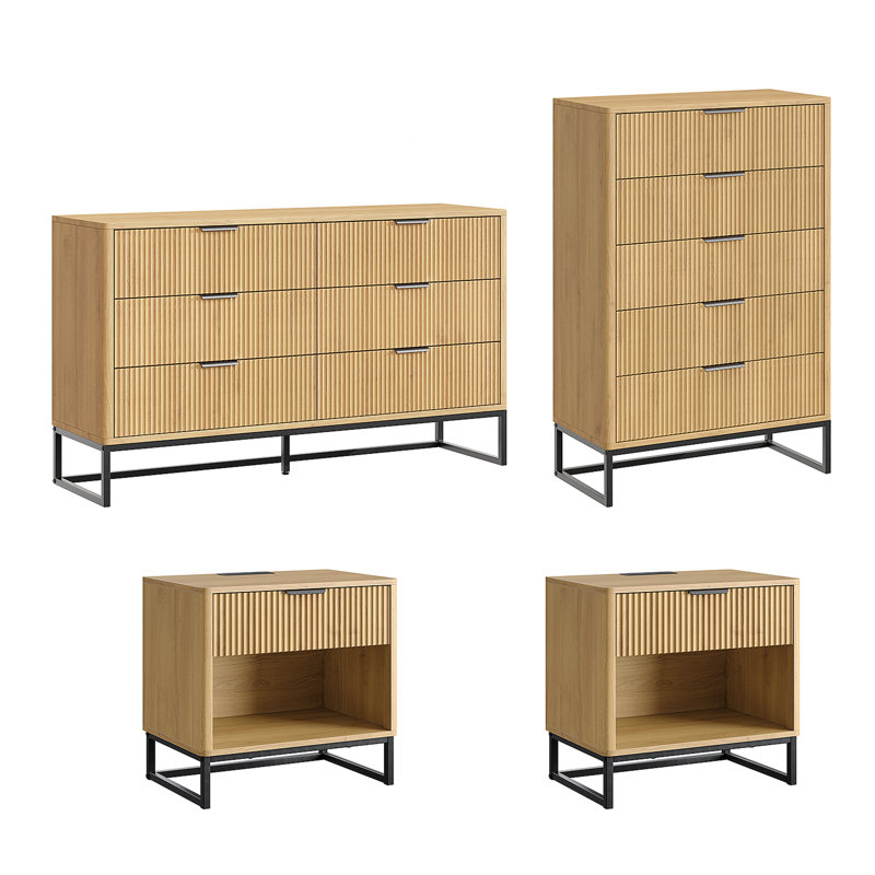 Northfield 4 Piece Bedroom Set, 4 Pcs: 2Nightstand, 2 Dressers