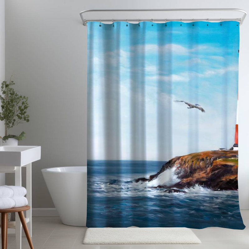 Shower Curtain CO50 – Polyester Shower Curtain, Dye Sublimation Print, 71" W × 74" L