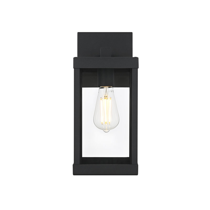 Peter Outdoor Wall Sconce in Black, 14" H x 6" W x 9" D
