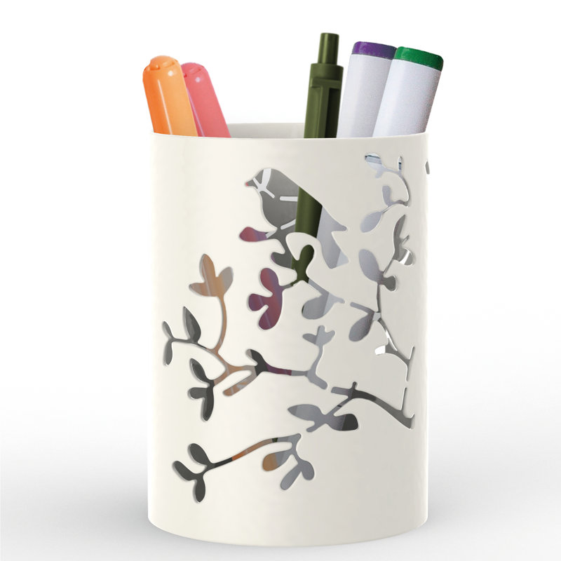 Porte-stylo en métal Lucresha, Blanc