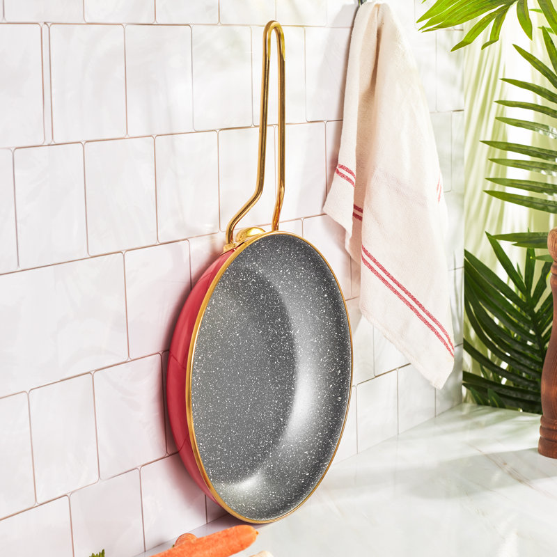 Karaca Troy Enamel Induction Frying Pan, 26cm, Red/Gold