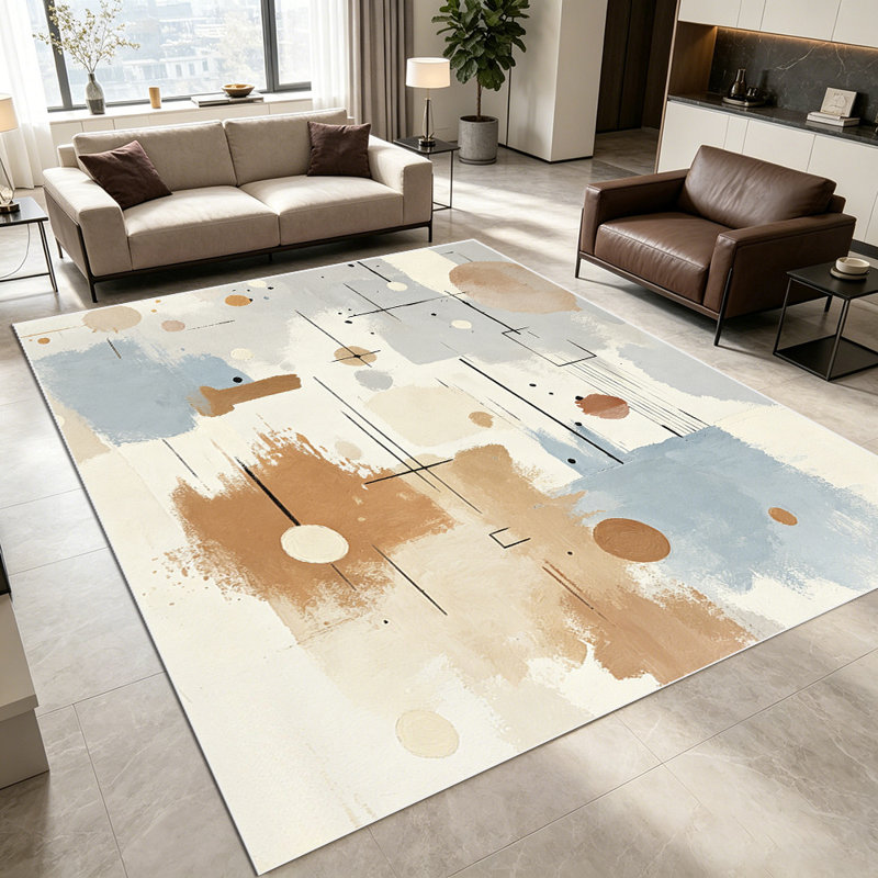 1PC Blue and Cream Diamond Trellis area rugs for Living Room, Soft and Comfortable, Suitable for all seasons, easy-to-maintain, machine washable Indoor floor mat, Under Table Farmhouse suitable for Under Dining Table, Kitchen Nook, Entryway.
