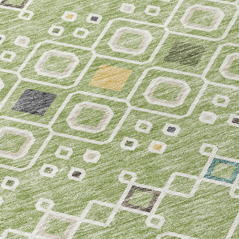 Aleighna Area Rug with Non-Slip Backing, Round 8'