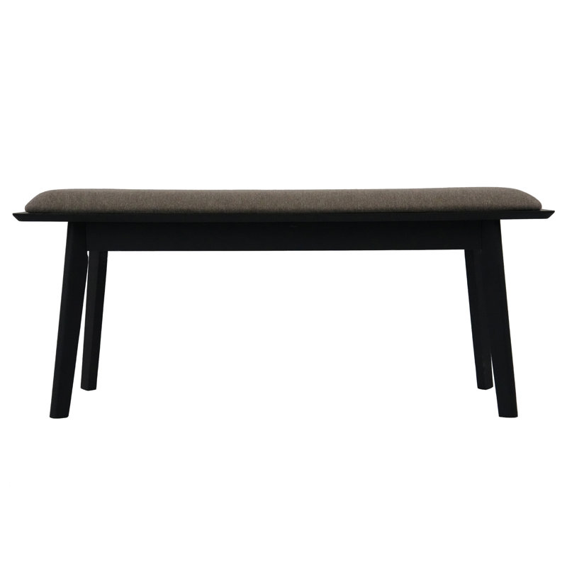 Upholstered Solid Wood Bench, 20" H x 46" W x 14' D , Oatmeal , Black