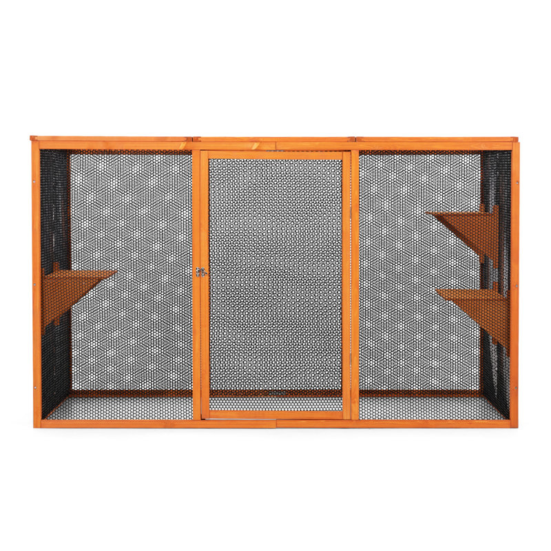 Cabine pour chat détachable avec toit imperméable et 3 plateformes de saut - Plateforme de divertissement pour chenil orange