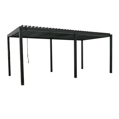 Backyard Discovery Sarasota 20' x 10' Galvanized Steel Outdoor Louvred Pergola Kit with Adjustable Steel Roof and PowerPort