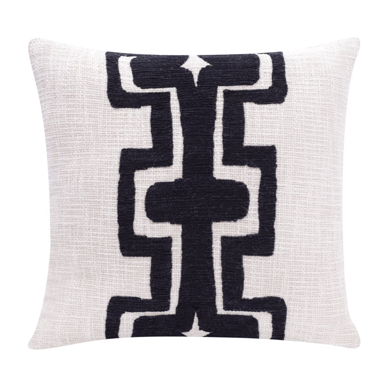 Coussin Vermehr, Noir / Ivoire, H 4 po x l 20 po x P 20 po