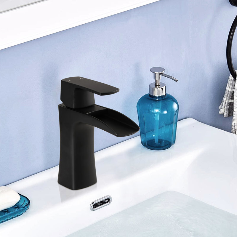 Robinet de salle de bain, poignée simple, cascade en nickel brossé à 1 trou, finition laiton massif, égratignure, mélange de température précis, installation tout-en-un, conservation de l'eau, cascade de décoration résidentielle moderne