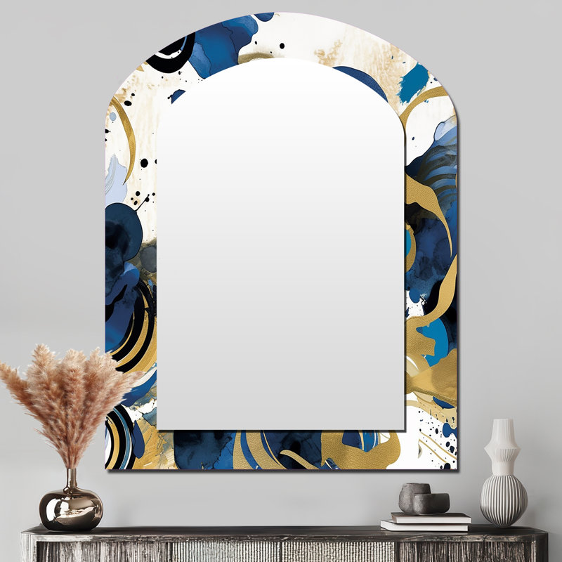 Longino - Miroir abstrait en métal, 43" x 33"