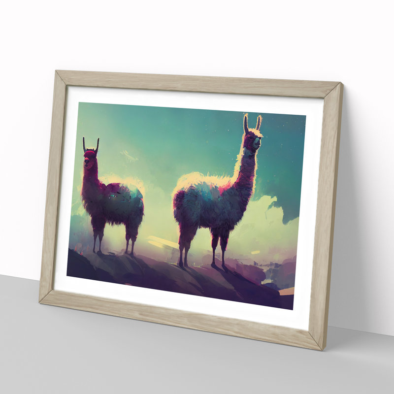 Llama Vol.2 Abstract 1 Piece Single Picture Frame Wall Art, 34cm H x 46cm W, Grey