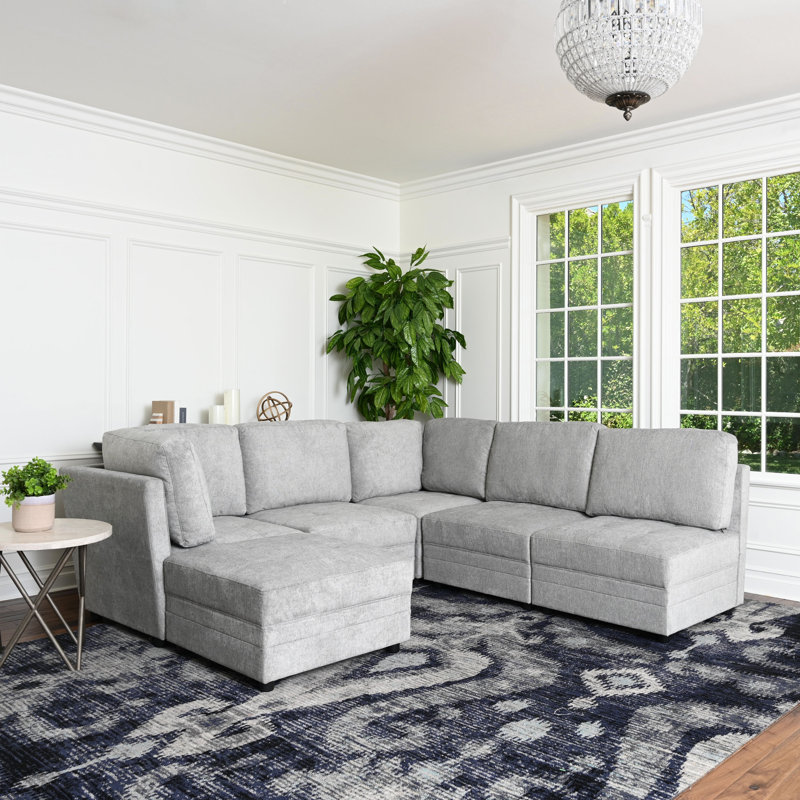 Brentwood Upholstered U-Shaped Sectional Reversible, Gray
