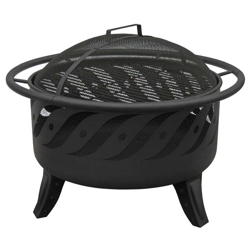 Patio Lights Round Steel Smokeless Fire Pit, Firewave Black