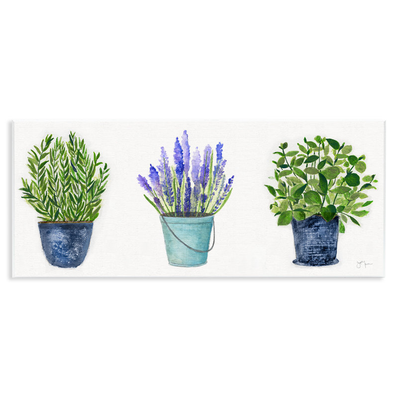 «Varied Pots Plants Herbs Country Botanical Farmhouse», art mural par Janet Tava