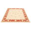 Tapis décoratif en laine de conception unique 8 pi 1 po x 9 pi 9 po noué à la main New Age Ivoire/rouge