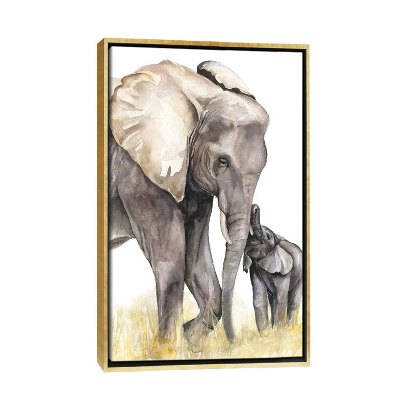 Décoration murale éléphant, H 60 po x l 40po x P 1,5 po, Toile avec cadre or