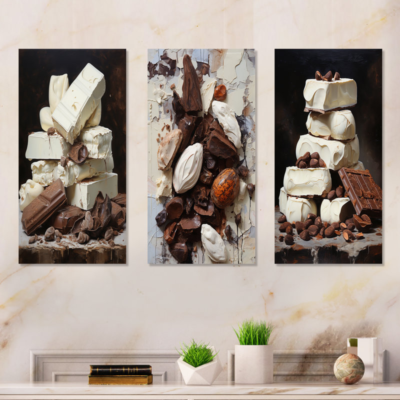 Chocolat blanc laiteux, H 28 po x l 36 po, Toile tendue