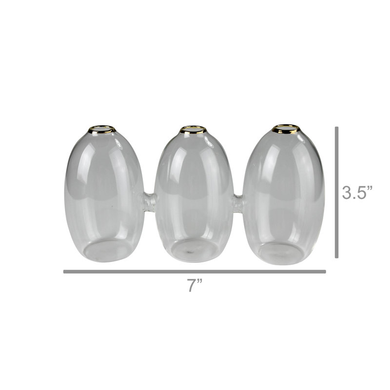 Vase trio avec bordure dorée, verre