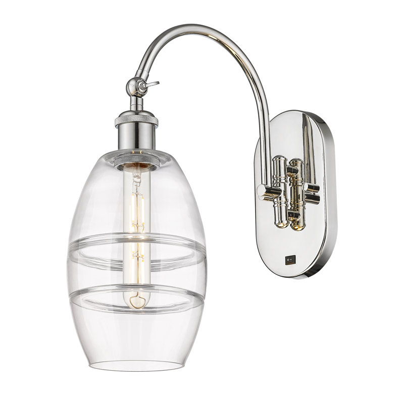 Dundrod Steel Armed Sconce, Clear, Polished Nickel