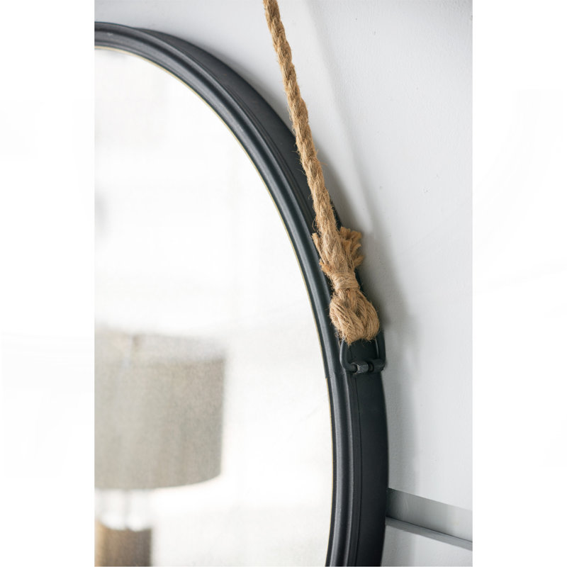 Miroir mural élégant et fonctionnel avec sangle de corde pour un décor contemporain, 29.5" 