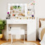 Ensemble de coiffeuse de 39,4 po de large avec tabouret et 3 modes de luminosité réglables