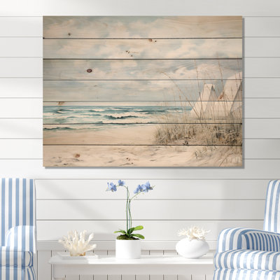 Paysage de plage minimalisme II sur bois