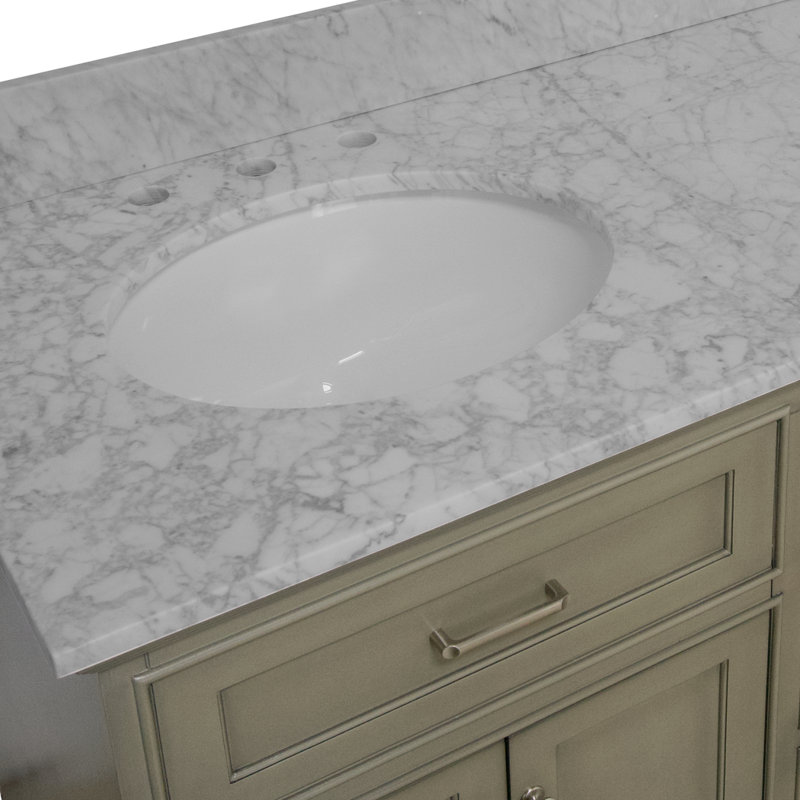 Ensemble de meuble-lavabo double 60 po Ronnie, Marbre de Carrare, Gris patiné