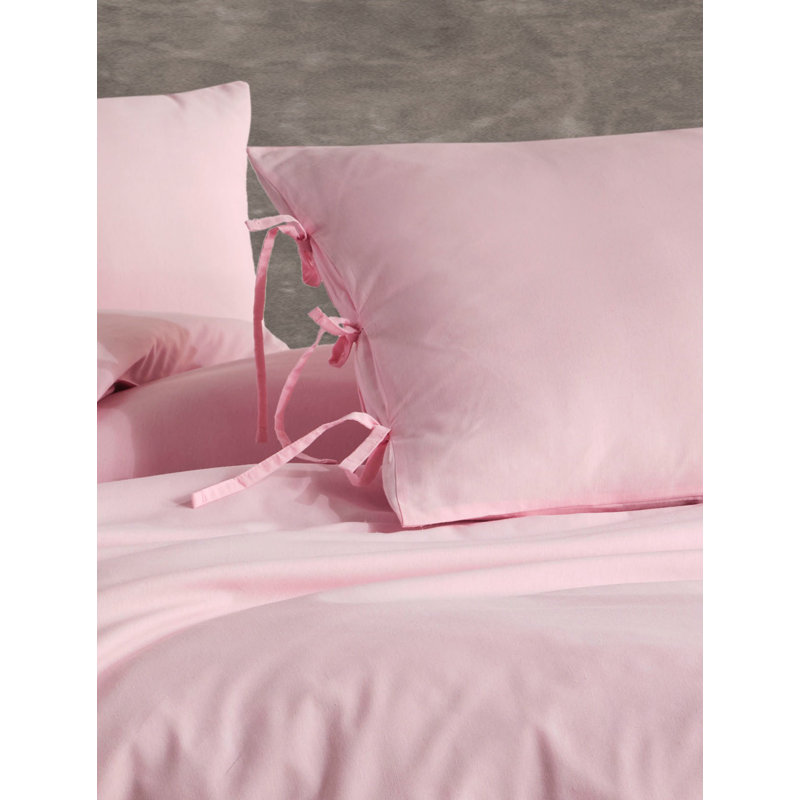 Ensemble de housse de couette avec deux taies décoratives couleur unie en polyester uni polyester 104 pi x 90 pi, Rose