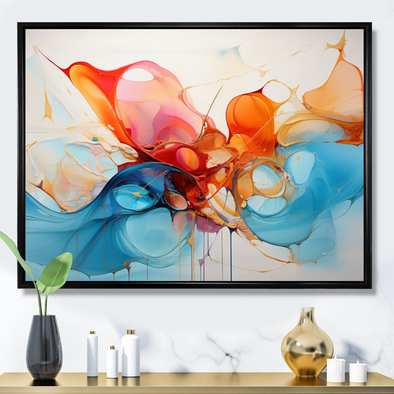 Collage symphonie III sur toile, H 24 po x l 32 po x P 1 po, Cadre flottant noir