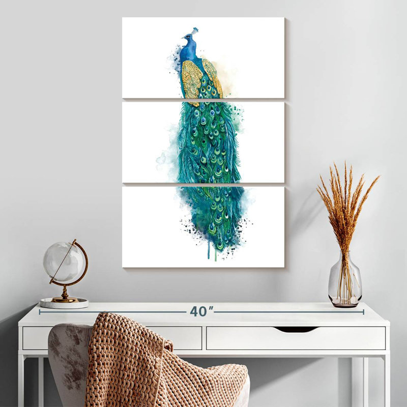 Brampt Blue Peacock Splatter, 32" H x 20" W