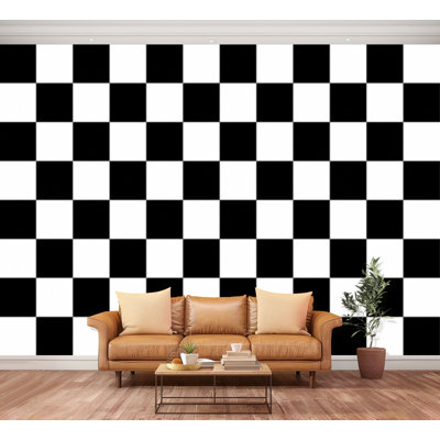Papier peint adhésif autocollant à carreaux noirs et blancs à carreaux autocollant amovible pour salon M 100 po x l 144 po