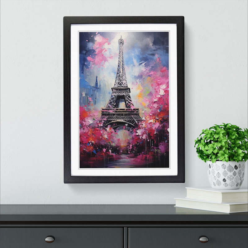 Eiffel Tower Contemporary - Single Picture Frame Print on Wood, Black, 34" H x 25" W x 2" D