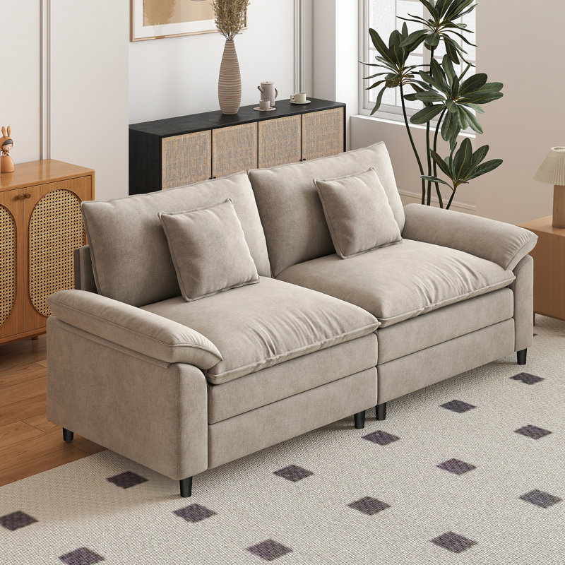 83.9-Inch Modular Sectional In Chenille Fabric, Camel