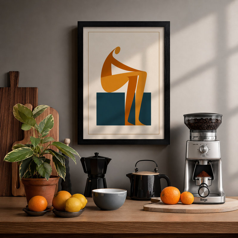 Contemplative Figure Minimalist - Print, A2 - 59.4 x 42.0 cm, Black