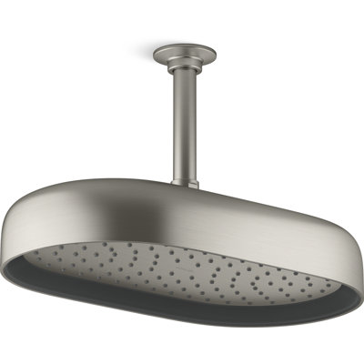 Statement 14" Single-Function Wall or Ceiling-Mount Round Rainhead, Oblong Rain Showerhead 2.5 GPM