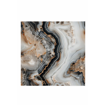 Motif abstrait de géode de marbre gris abstrait, impression d'art moderne sans cadre