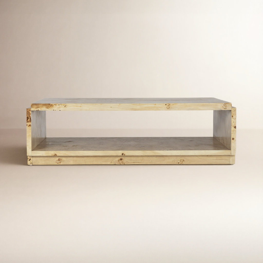 Kingston 54" Solid Wood Coffee Table, Light Brown
