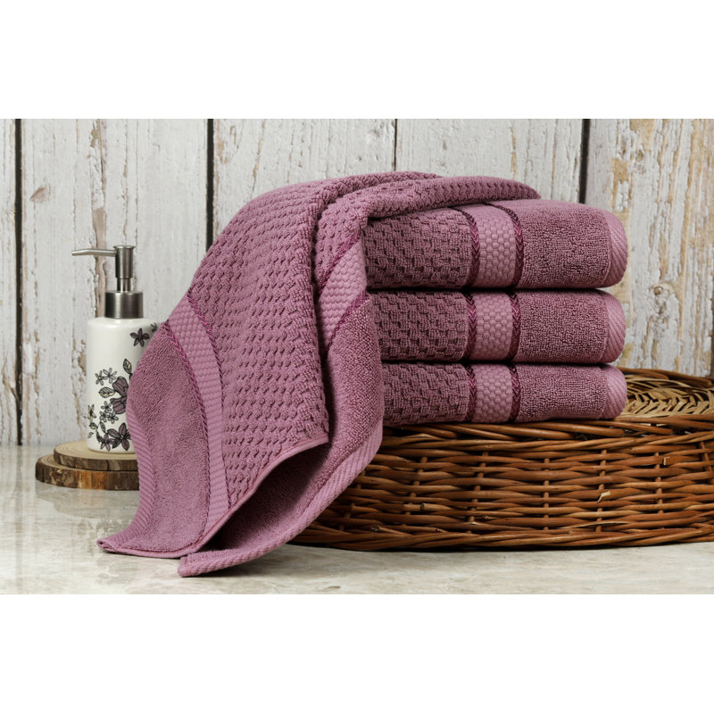 Grape Purple Cotton Popcorn Textured Bath Towel Set of 4