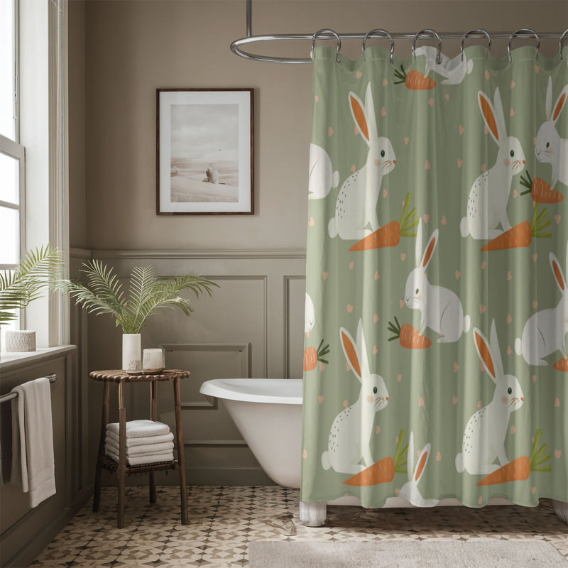 Bunny Chic - Rideau de douche Premium, H 74 po x l 71 po