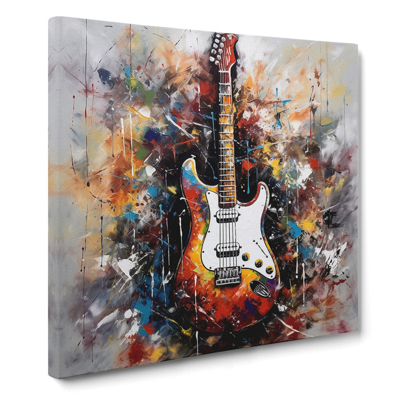 Electric Guitar Expressionism - Wrapped Canvas - Framed Print, 35cmH x 35cmW