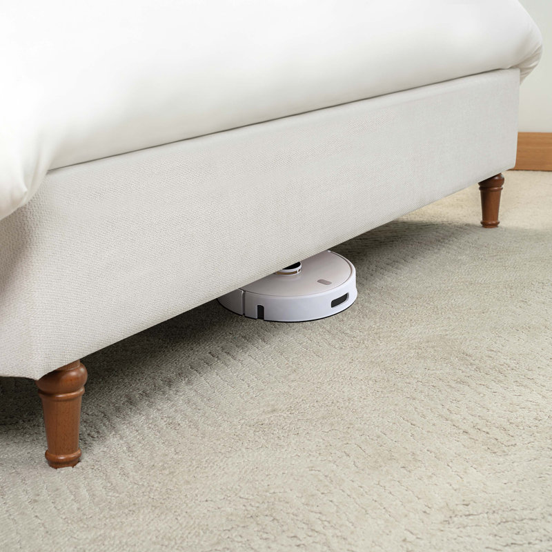 Lit plateforme tapissier de grande taille avec tête de lit grand, conceptions minimalistes en chenille de qualité supérieure, lit plateforme de style simple rétro sans sommier, assemblage facile, ivoire