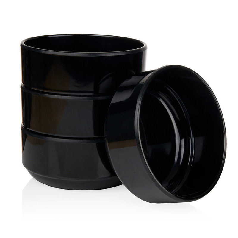 Stacking Melamine 12 Piece Dinnerware Set, Service For 4, Black