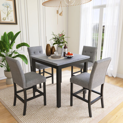 Ensemble de table de salle à manger 5 pièces à hauteur de comptoir en bois