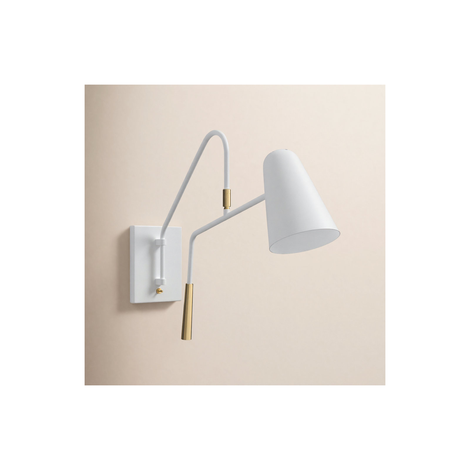 Tedder Single Light Steel Dimmable Swing Arm Sconce, Matte White