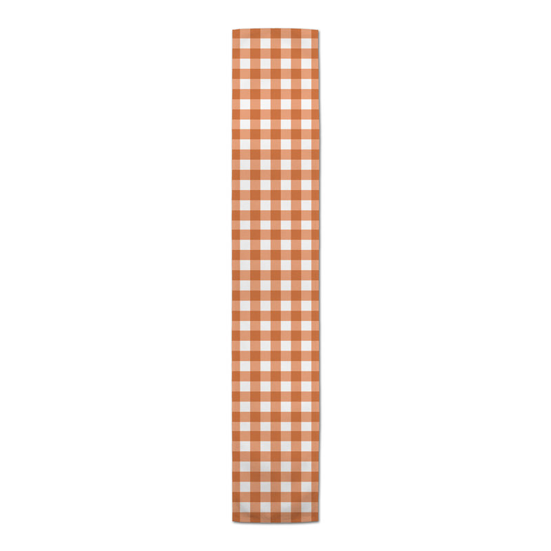 Chemin de table Chelene, 72 po x 16 po, Guingan, Guingan orange