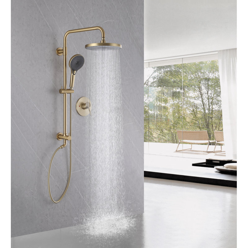 Pomme de douche réglable avec valve brute, Or