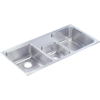 Lustertone 43" L x 22" W Triple Basin Drop-In Kitchen Sink